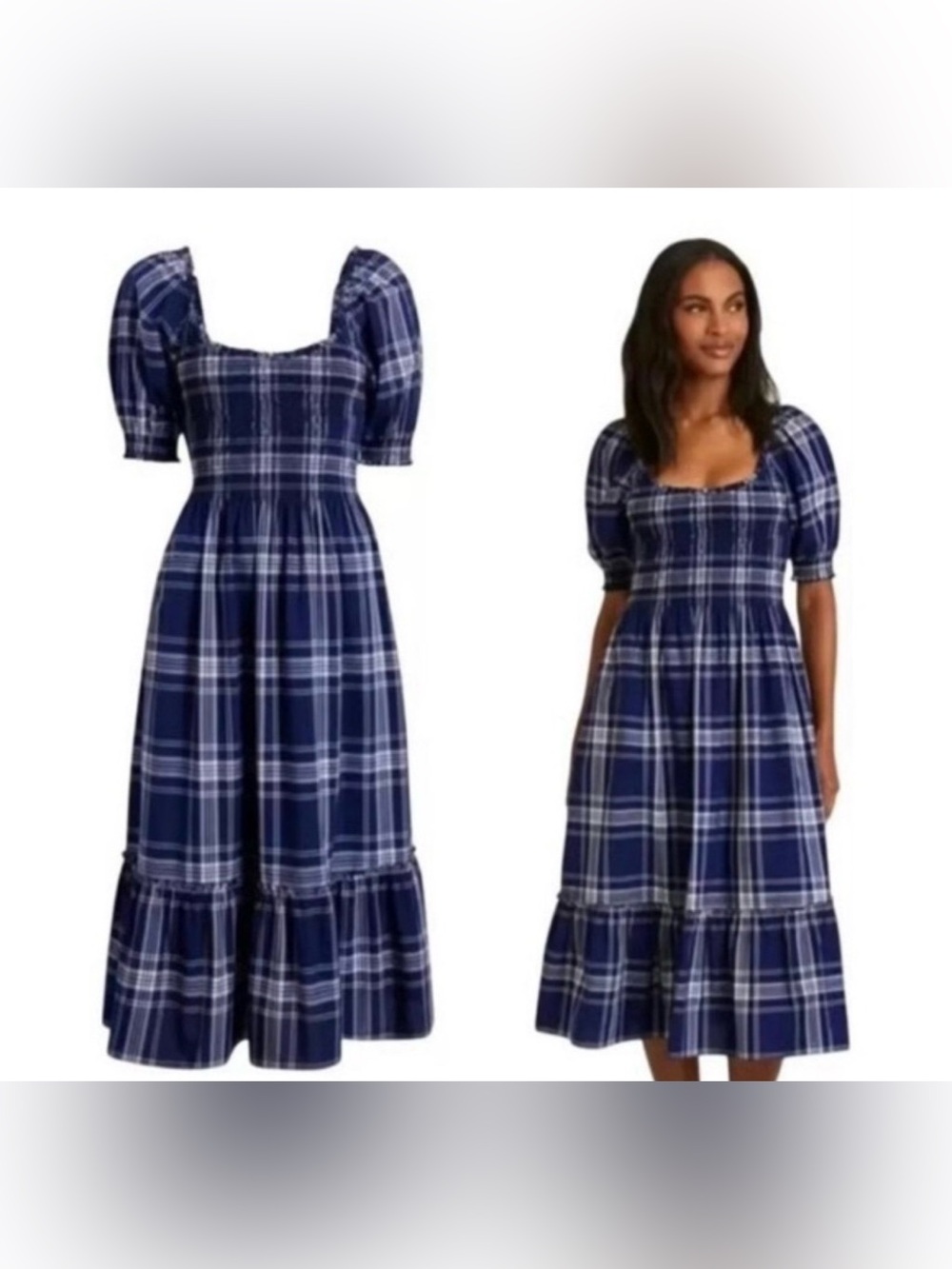 Hill House Home Louisa Nap Dress Blue White Gingham Check - Size M - Picture 2 of 11